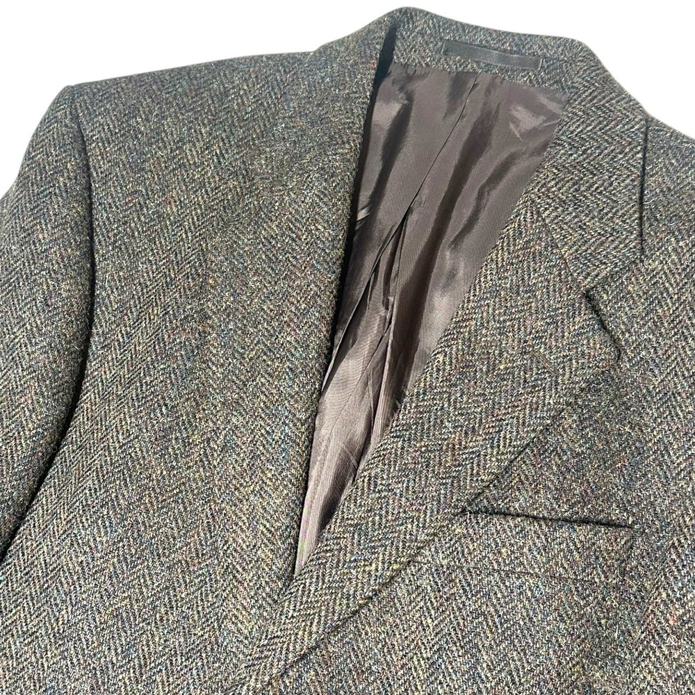 Alexandre London Harris Tweed Blazer Mens 42R‎ Grey Herringbone Wool EUC